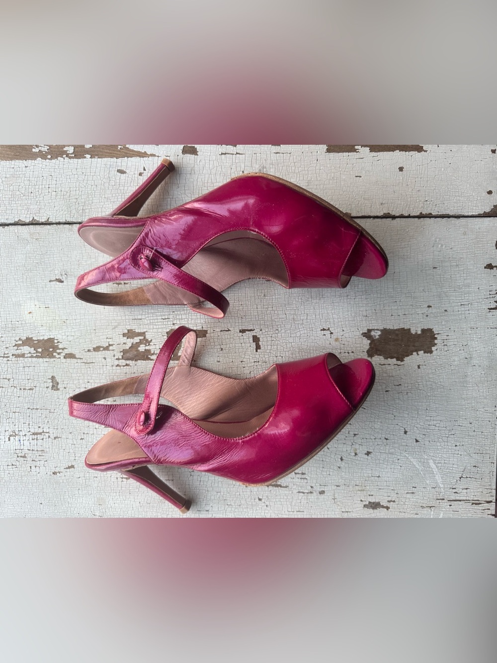 Marc Cain Patent Slingback Heels – Fuchsia